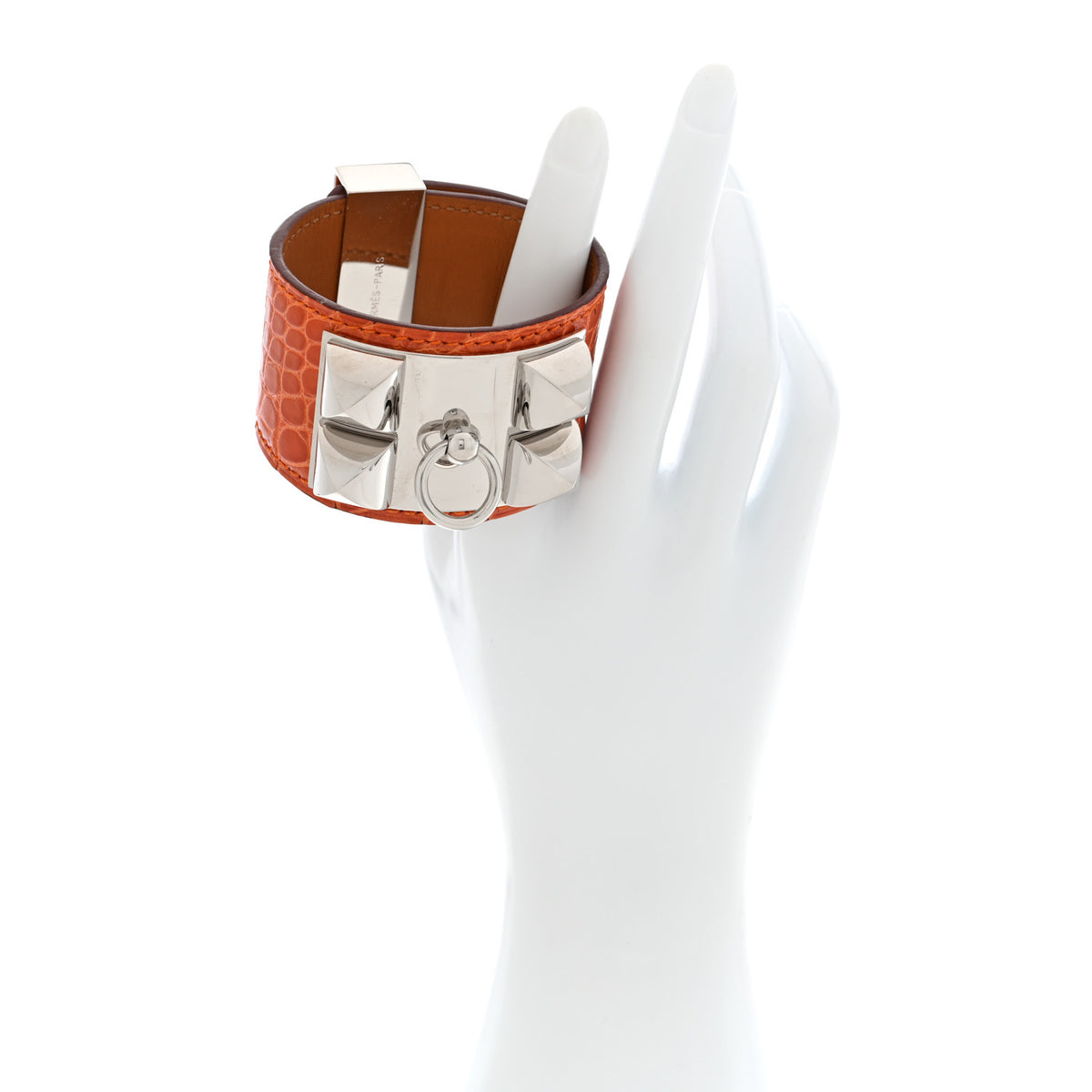 Hermes Shiny Alligator Collier De Chien CDC Bracelet S Orange 2 of 5