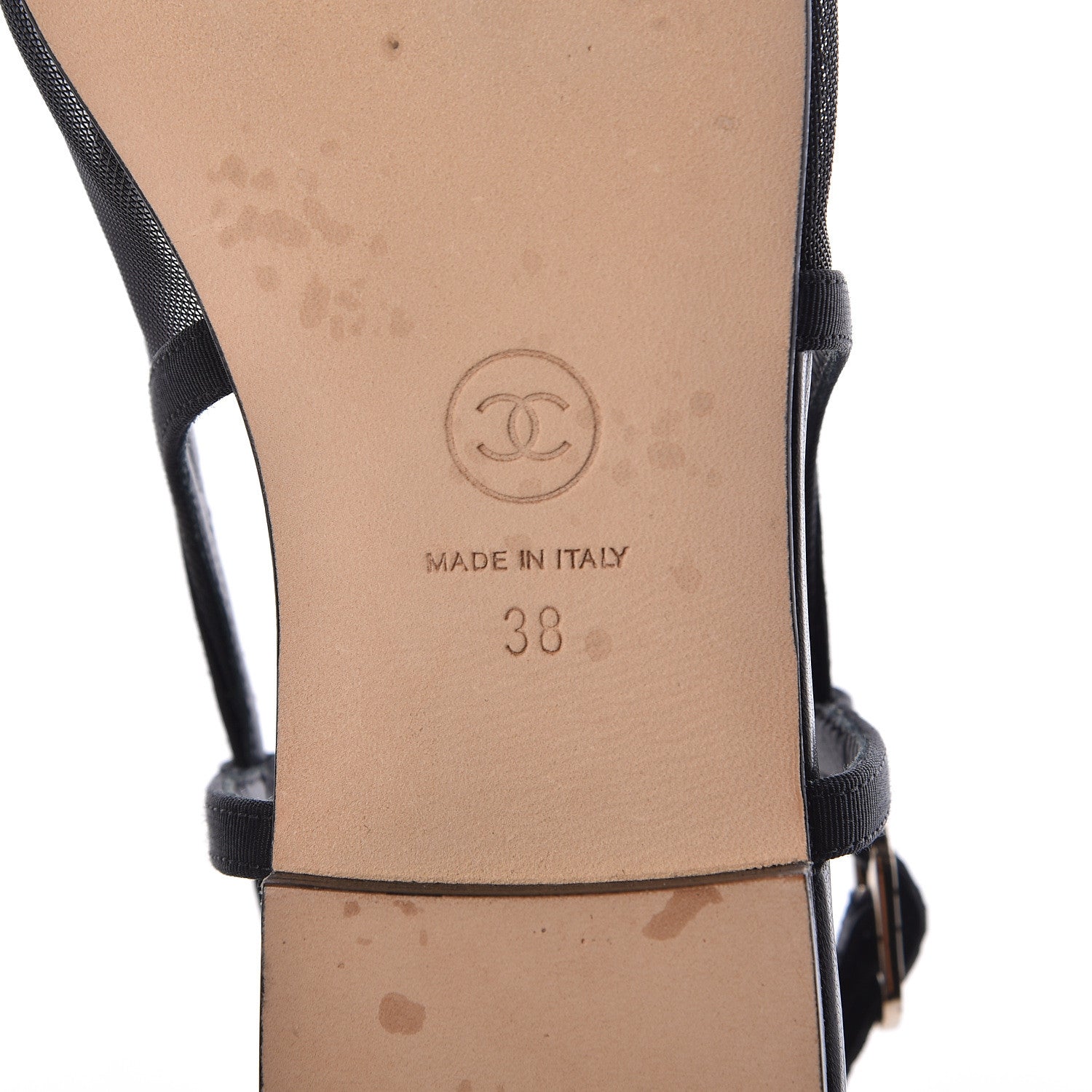 Chanel Mesh Grosgrain Cap Toe CC Slingback Sandals 38 Black 9 of 11