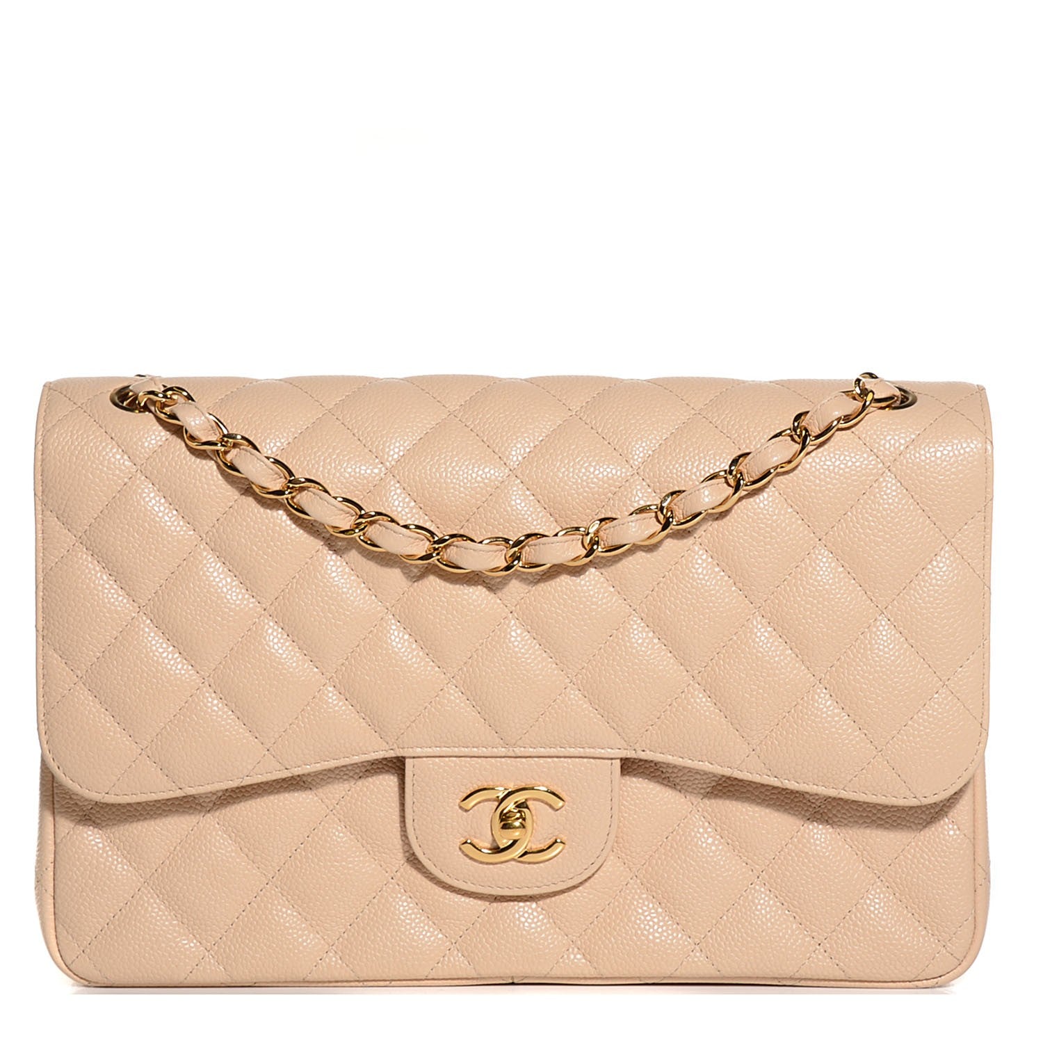 Chanel Caviar Quilted Jumbo Double Flap Beige Clair 1 of 9