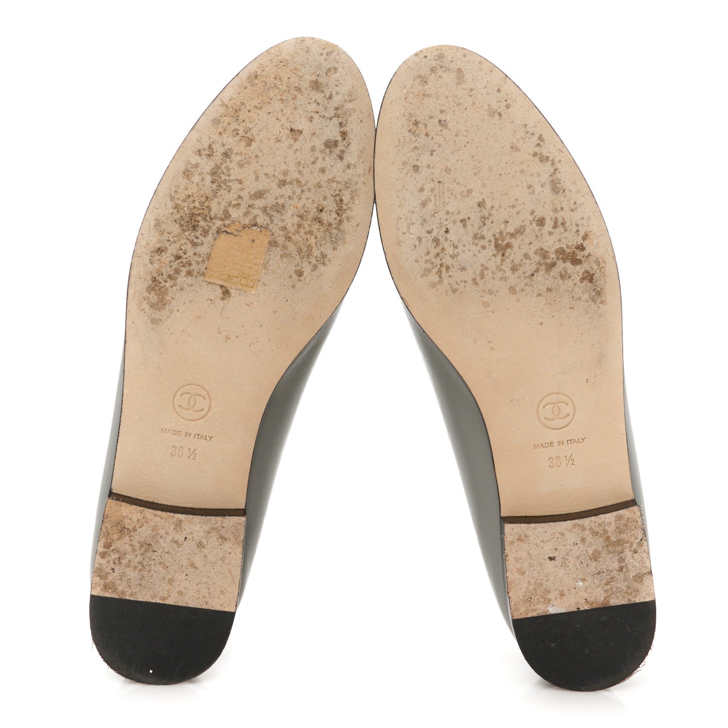 Chanel Lambskin Cap Toe CC Ballerina Flats 38.5 Grey Black 6 of 10