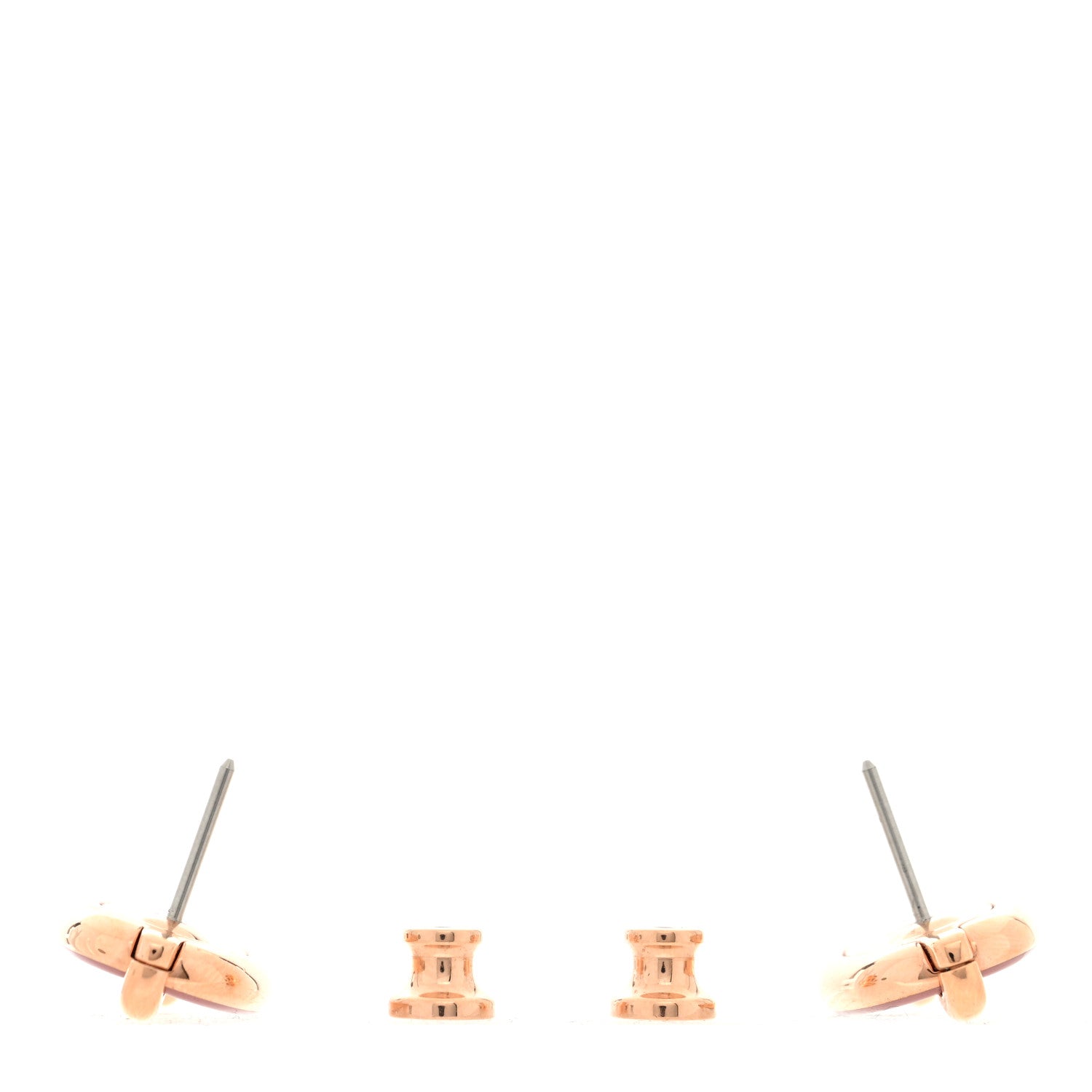 Hermes Enamel Mini Maillon Earrings Rose Beaute 3 of 5