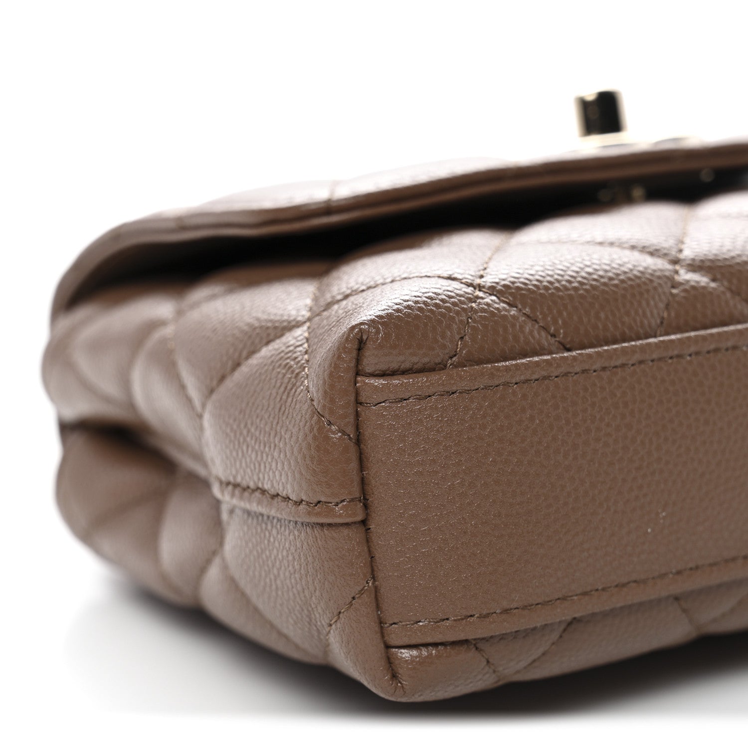 Chanel Caviar Lizard Embossed Quilted Coco Handle Clutch With Chain Brown 9 of 11