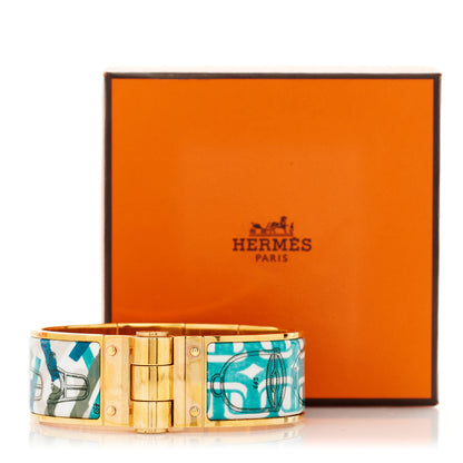 Hermes Enamel Printed Wide Manufacture Boucleries Hinged Bracelet M 5 of 5