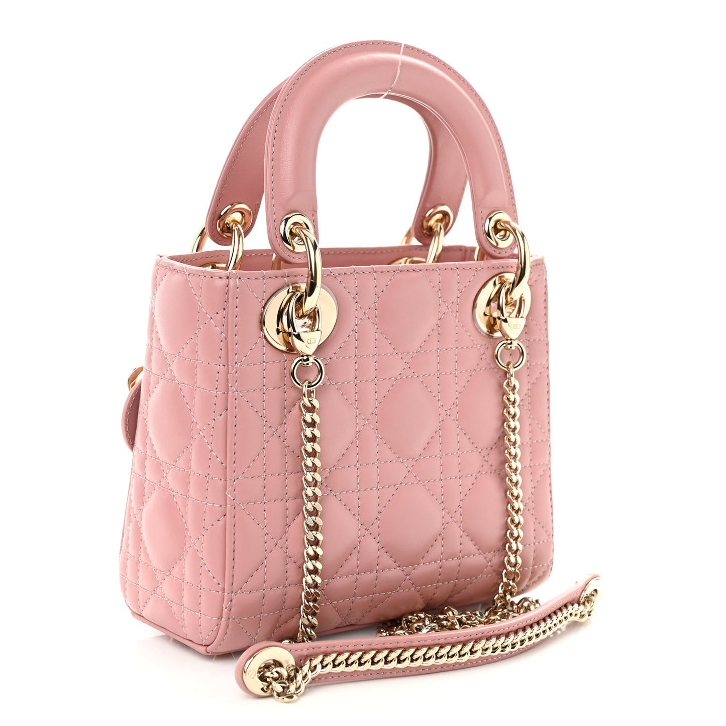 Lambskin Cannage Mini Lady Dior Rose De Vents