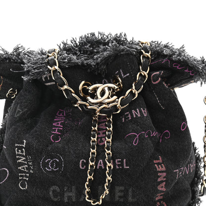 Chanel Denim Quilted Mood Small Bucket With Chain Black Multicolor 8 of 10