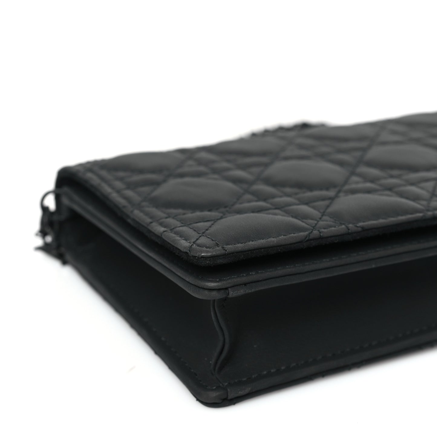 Ultra Matte Calfskin Cannage Lady Dior Clutch Black
