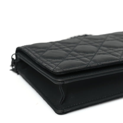 Christian Dior Ultra Matte Calfskin Cannage Lady Dior Clutch Black 8 of 9