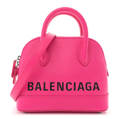 Balenciaga Signature Grained Calfskin Logo XXS Ville Top Handle Bag Fuchsia 1 of 10