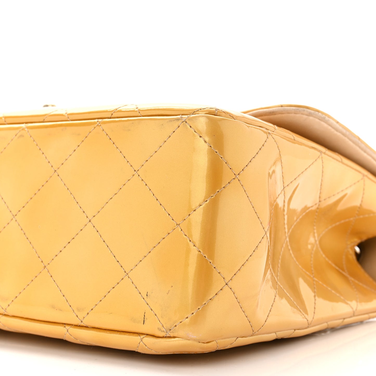 Patent Quilted Jumbo Single Flap Gold