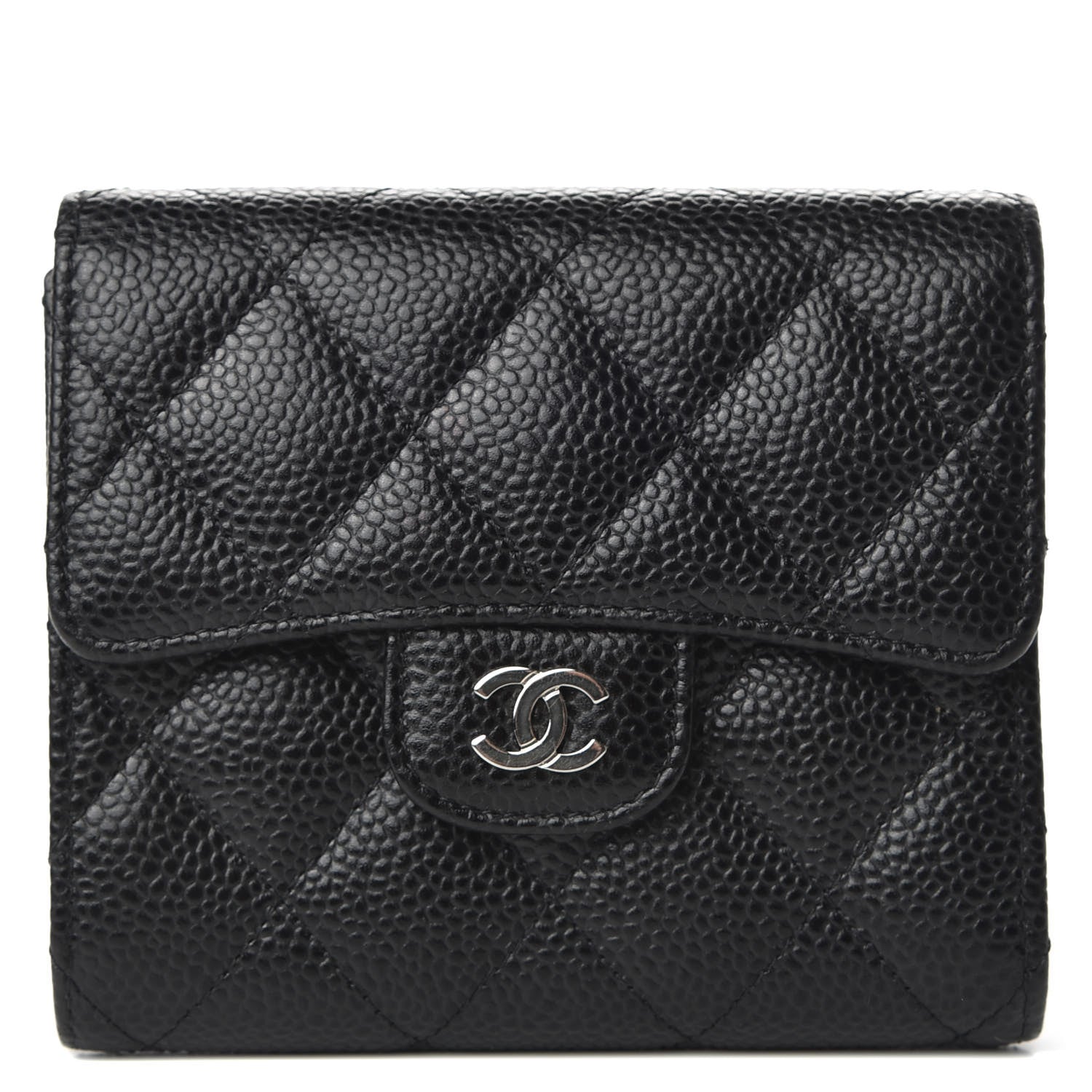 Chanel Caviar Quilted Compact Flap Wallet Black 1 of 8