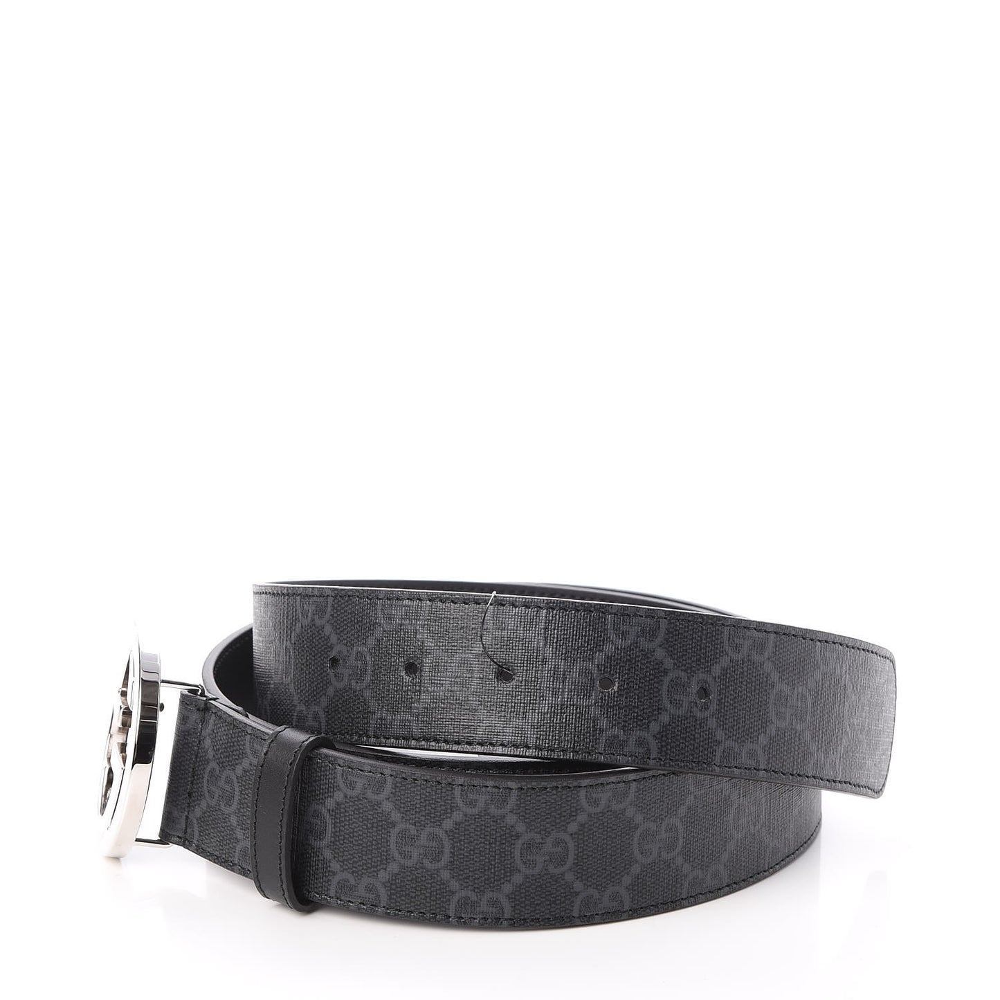 GG Supreme Monogram Selleria Calfskin Interlocking G 40mm Belt 115 46 Black Grey