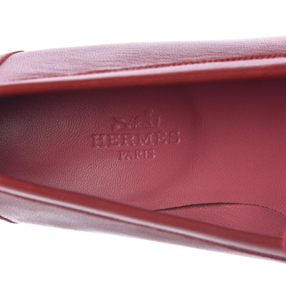 Hermes Goatskin Womens Royal Loafers 36.5 Rouge Tibétain 8 of 10