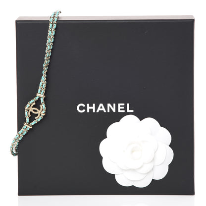 Chanel Metal Lambskin CC Chain Link Necklace Turquoise 7 of 7