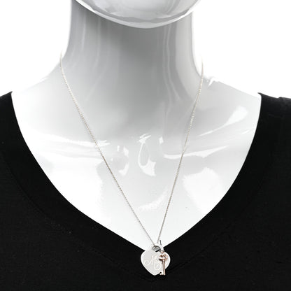 Tiffany Sterling Silver Rubedo Mom Heart Tag Key Pendant Necklace 2 of 4