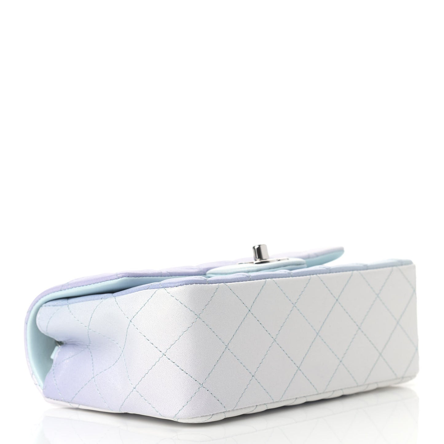 Perforated Lambskin Quilted Mini Rectangular Flap Light Blue Light Purple White