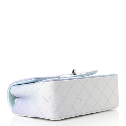 Chanel Perforated Lambskin Quilted Mini Rectangular Flap Light Blue Light Purple White 4 of 11