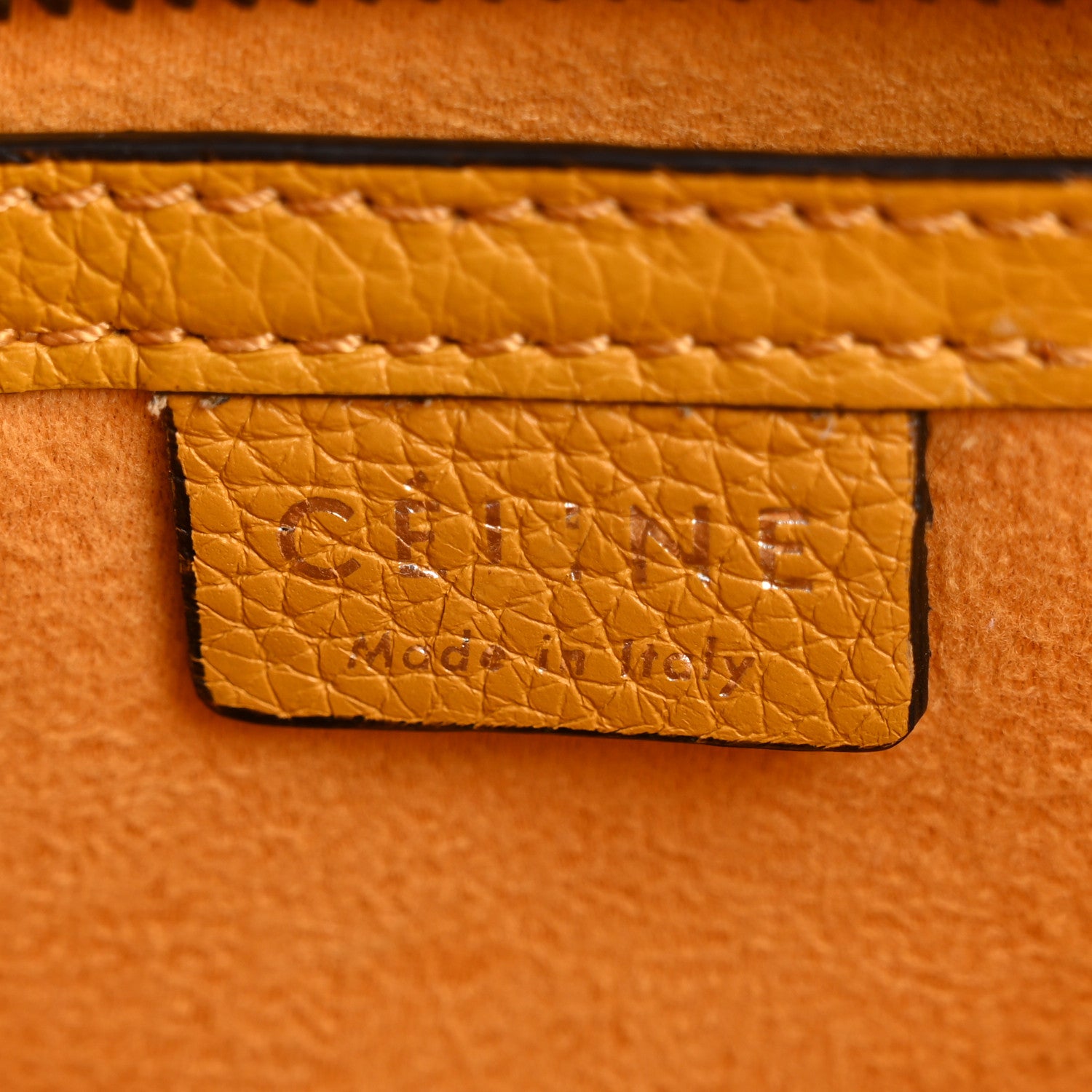 Celine Drummed Calfskin Nano Luggage Ocre 6 of 13