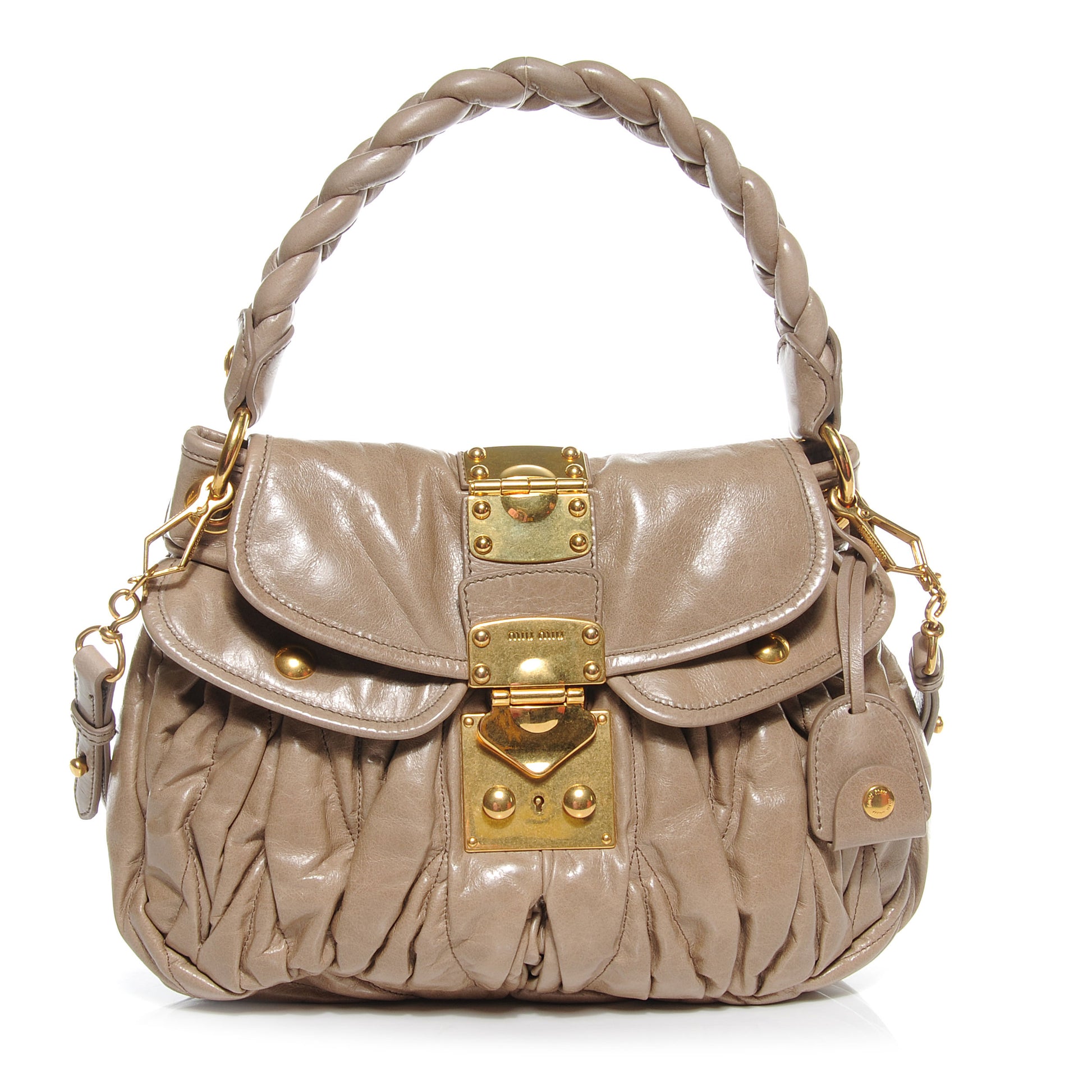 Miu Miu Lux Leather Small Matelasse Coffer Deserto 1 of 8