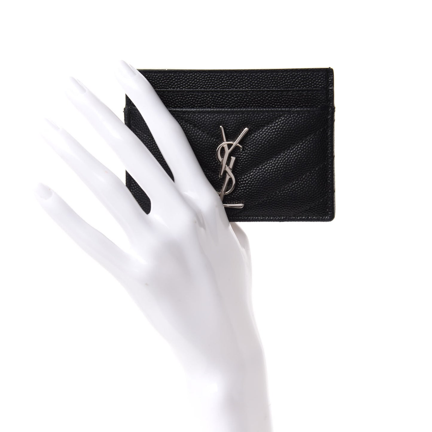 Grain De Poudre Matelasse Chevron Monogram Credit Card Case Black
