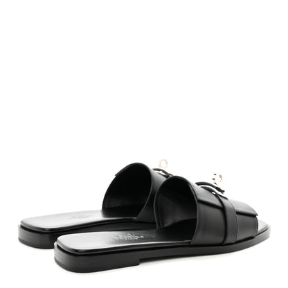 Hermes Calfskin Giulia Sandals 35.5 Black 4 of 12