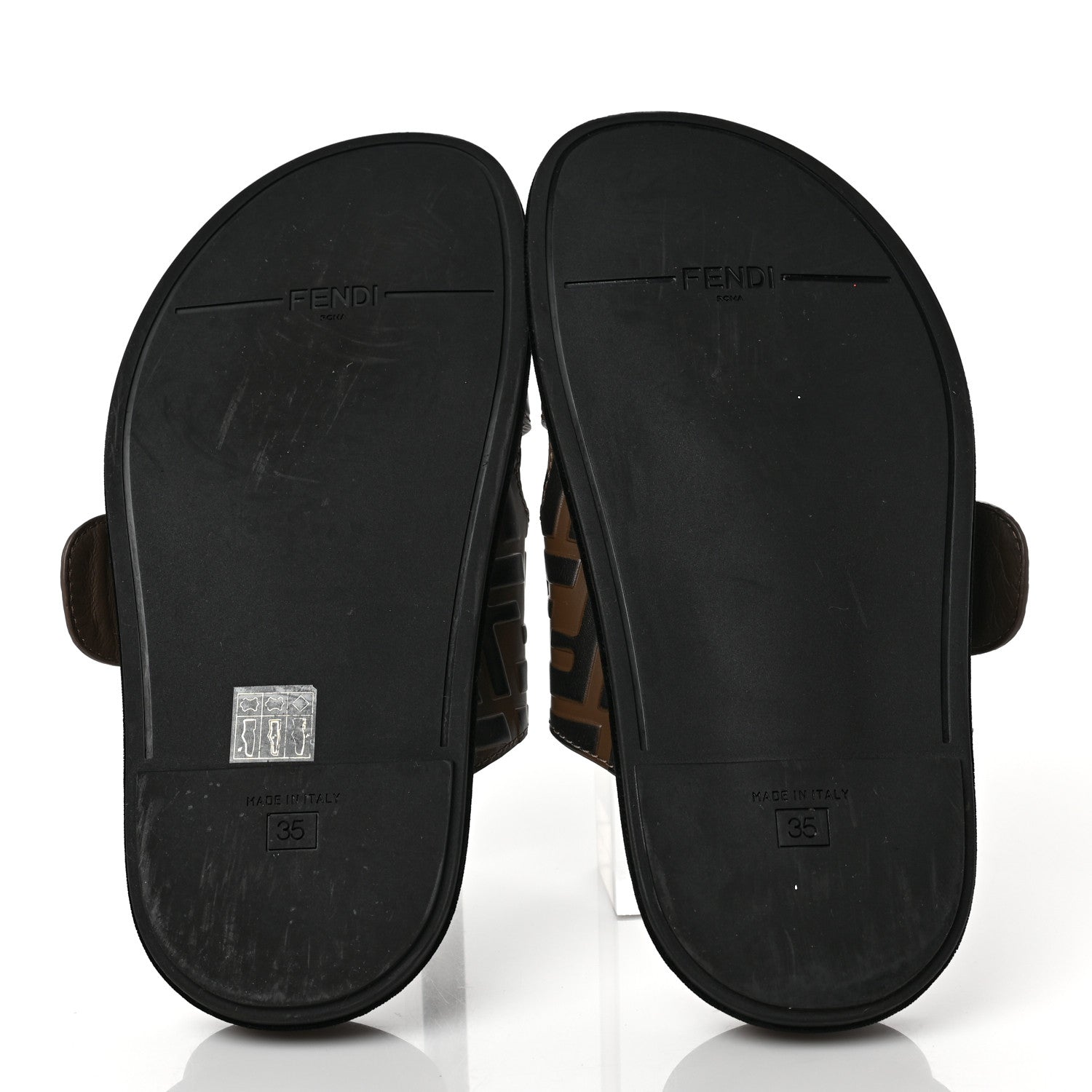 Fendi Calfskin FF Embossed Slide Sandals 35 Maya Black 5 of 9
