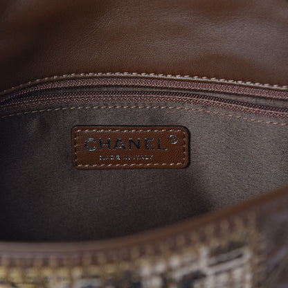 Chanel Lambskin Tweed Stitched Quilted Patch Medium Flap Brown 6 of 10