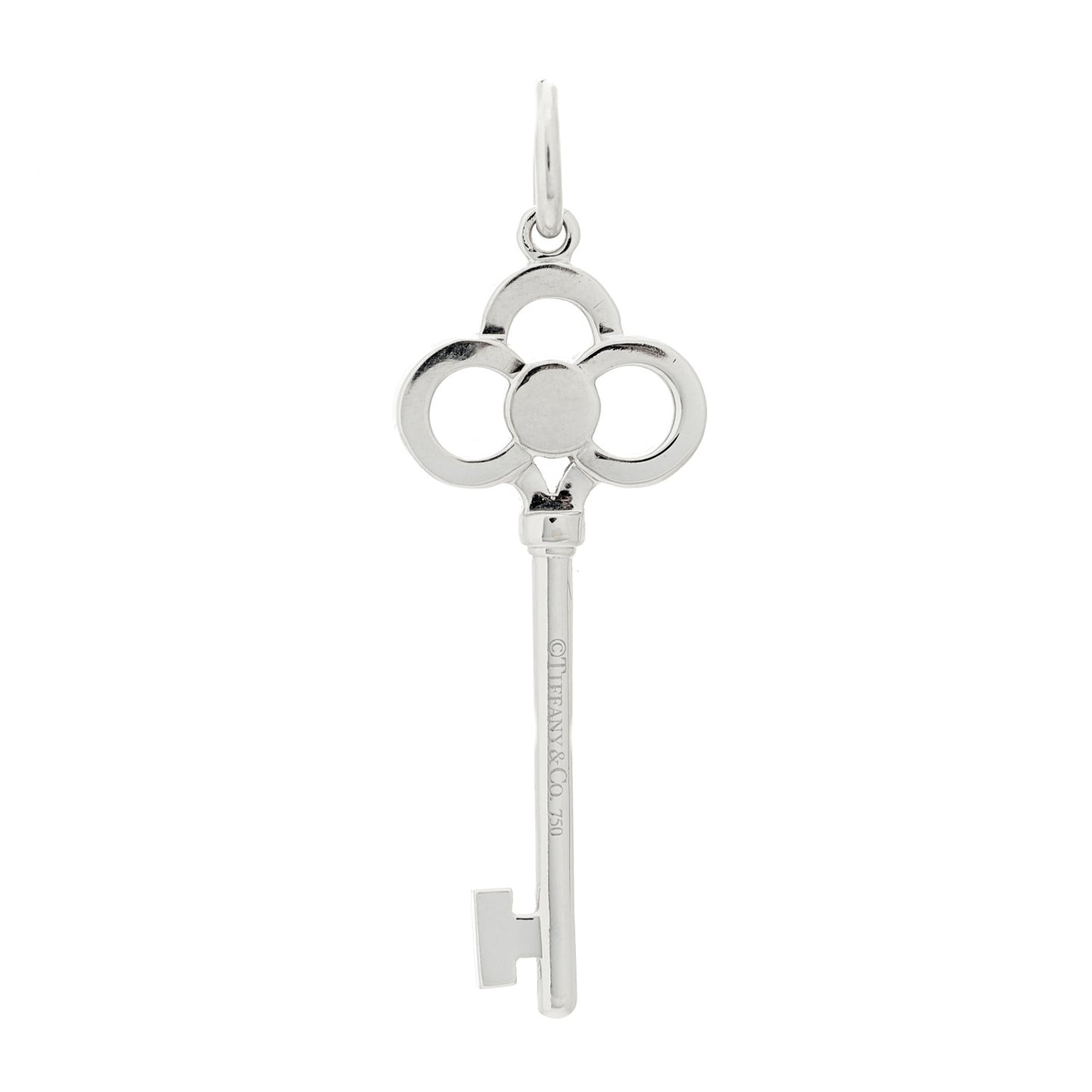 18K White Gold Diamond Mini Crown Key Pendant