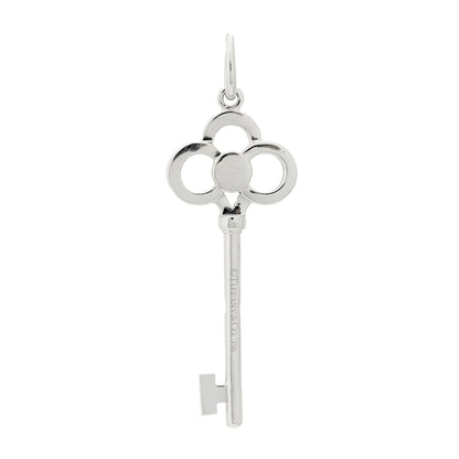 Tiffany 18K White Gold Diamond Mini Crown Key Pendant 4 of 5