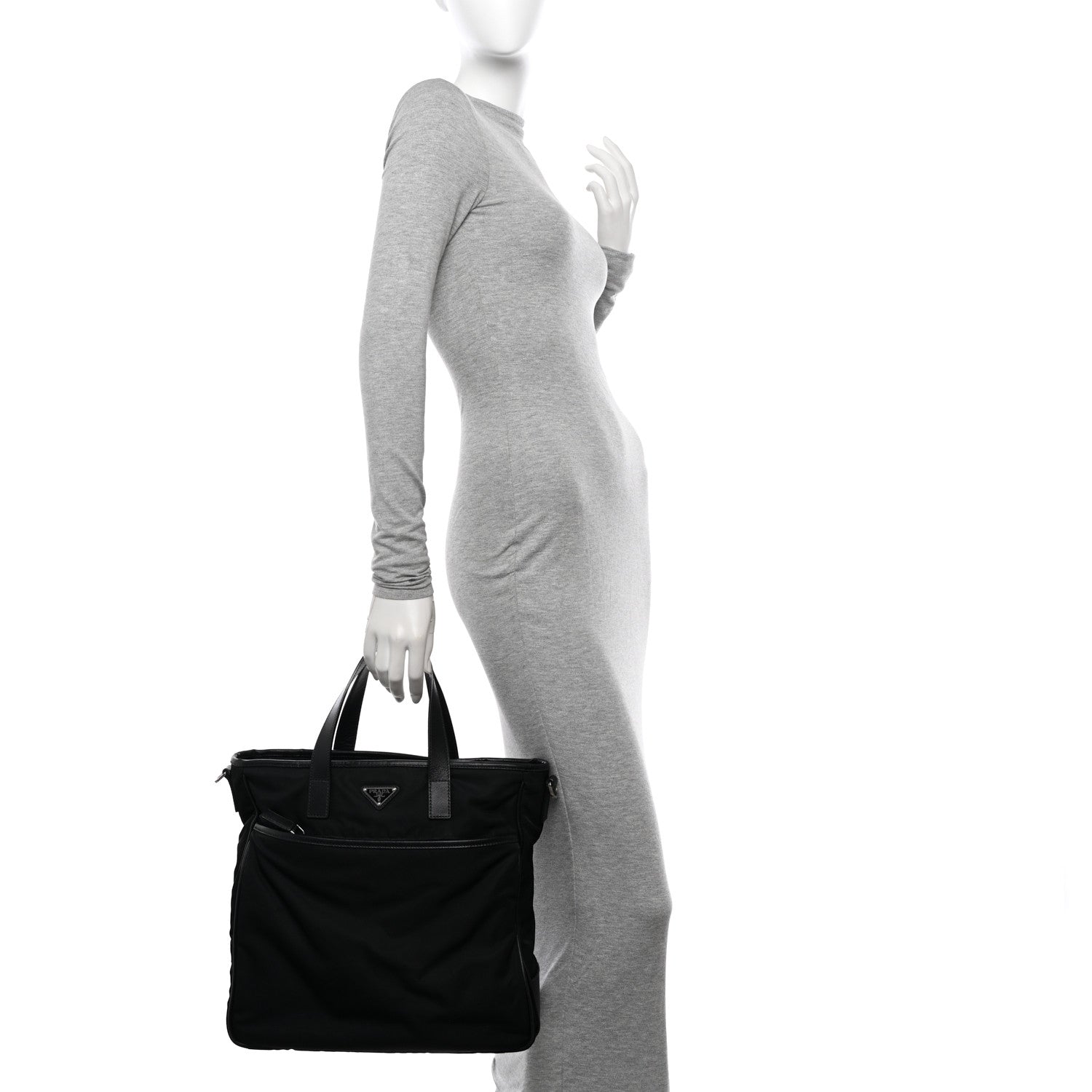 Prada Tessuto Nylon Saffiano Tote Black 2 of 10