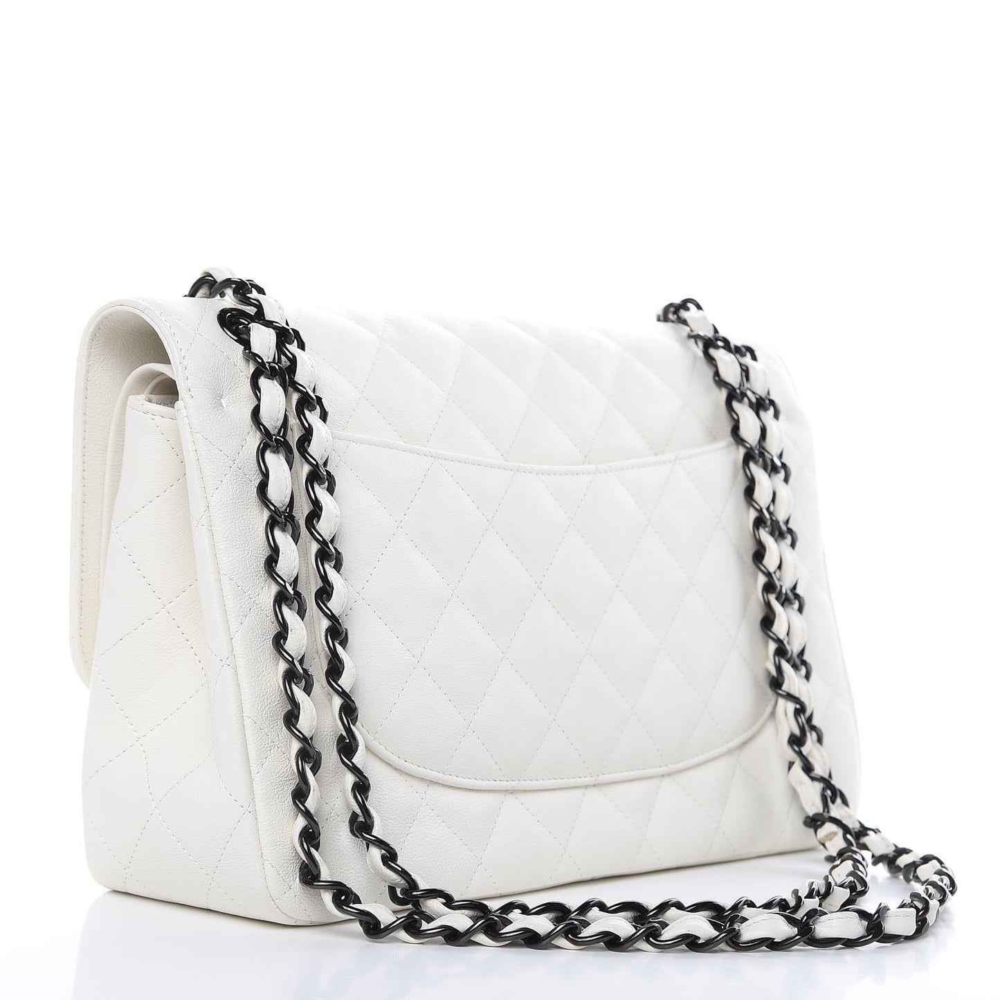 Calfskin Quilted Jumbo Double Flap White
