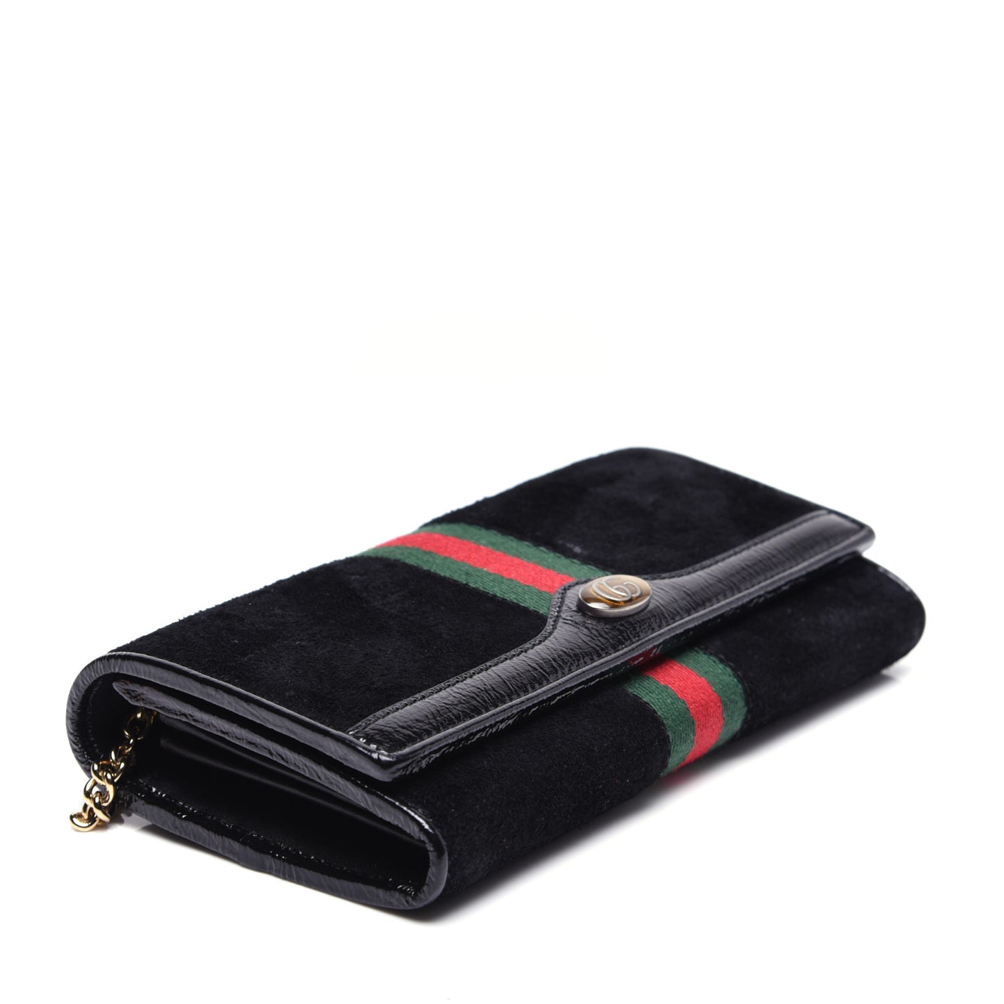Suede Patent Web Ophidia Wallet On Chain Black