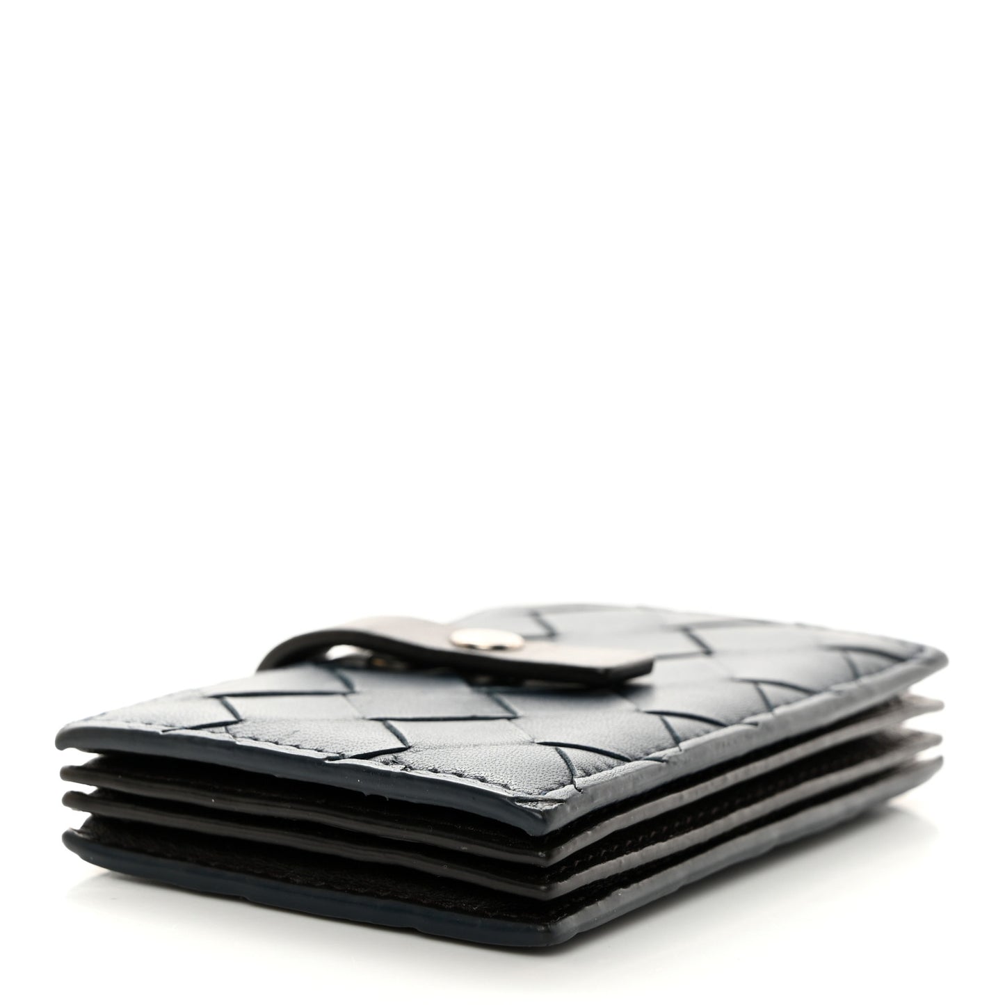 Nappa Intrecciato Accordion Card Holder Deep Blue Fondant