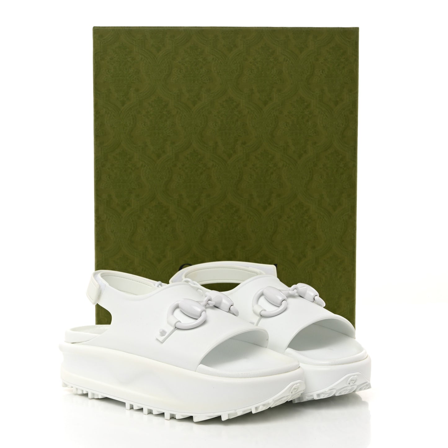 Soft Rubber Horsebit Touch Womens Strapped Sandals 38 Great White