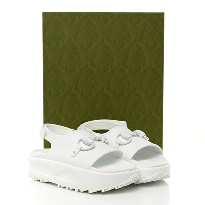 Gucci Soft Rubber Horsebit Touch Womens Strapped Sandals 38 Great White 3 of 9