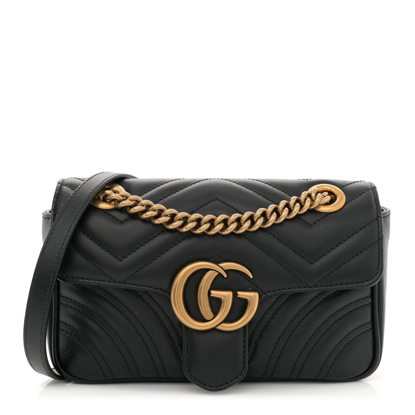 Calfskin Matelasse Mini GG Marmont Shoulder Bag Black