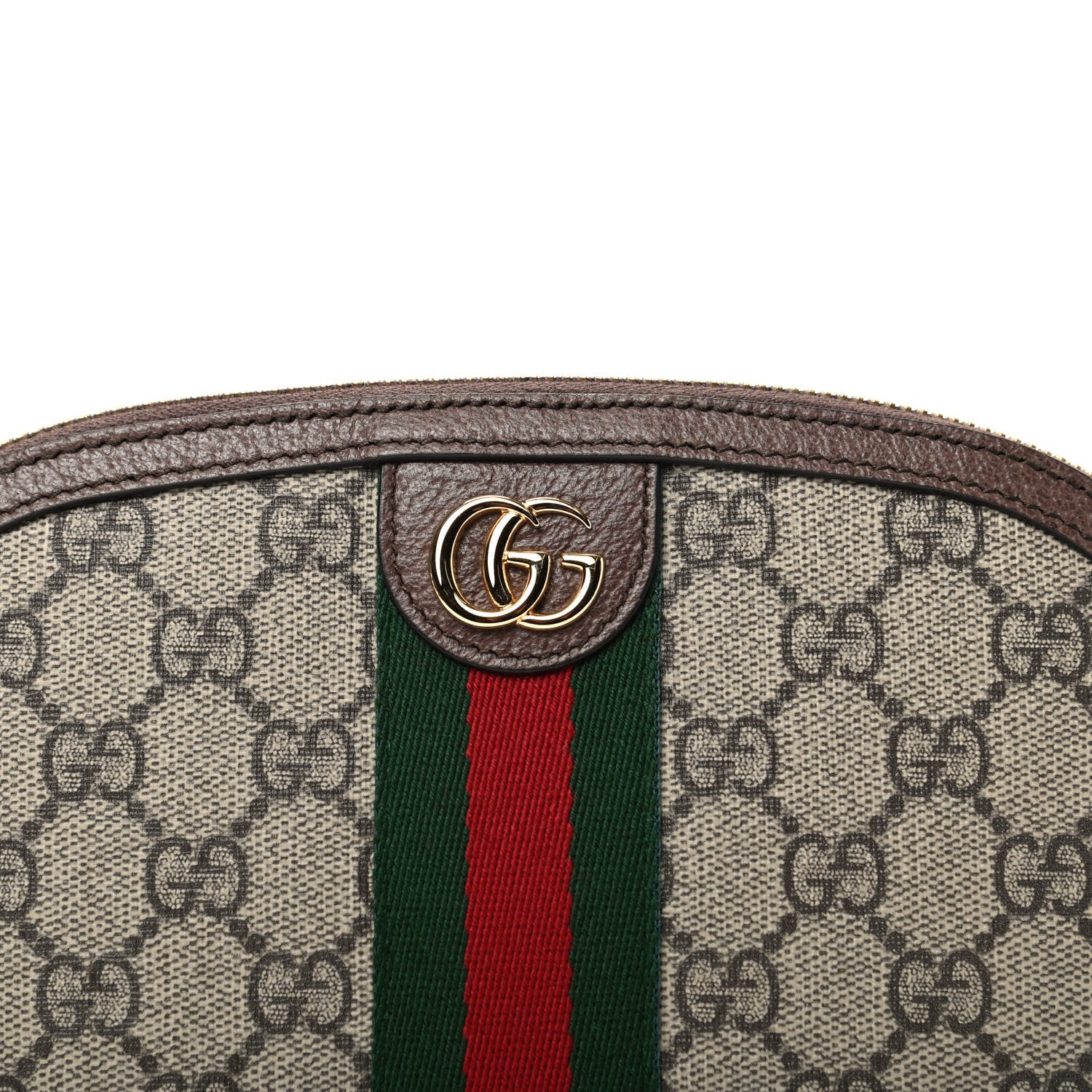 Gucci GG Supreme Monogram Textured Calfskin Web Large Ophidia Cosmetic Case Beige Ebony New Acero 10 of 11