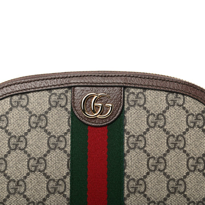 Gucci GG Supreme Monogram Textured Calfskin Web Large Ophidia Cosmetic Case Beige Ebony New Acero 10 of 11
