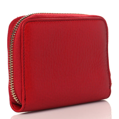Gucci Pebbled Calfskin Soho Compact Disco Zip Around Wallet Tabasco Red 4 of 9