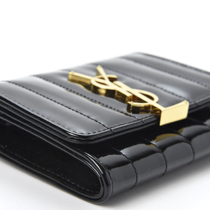 Saint Laurent Patent Matelasse Monogram Vicky Tri-Fold Wallet Black 5 of 9