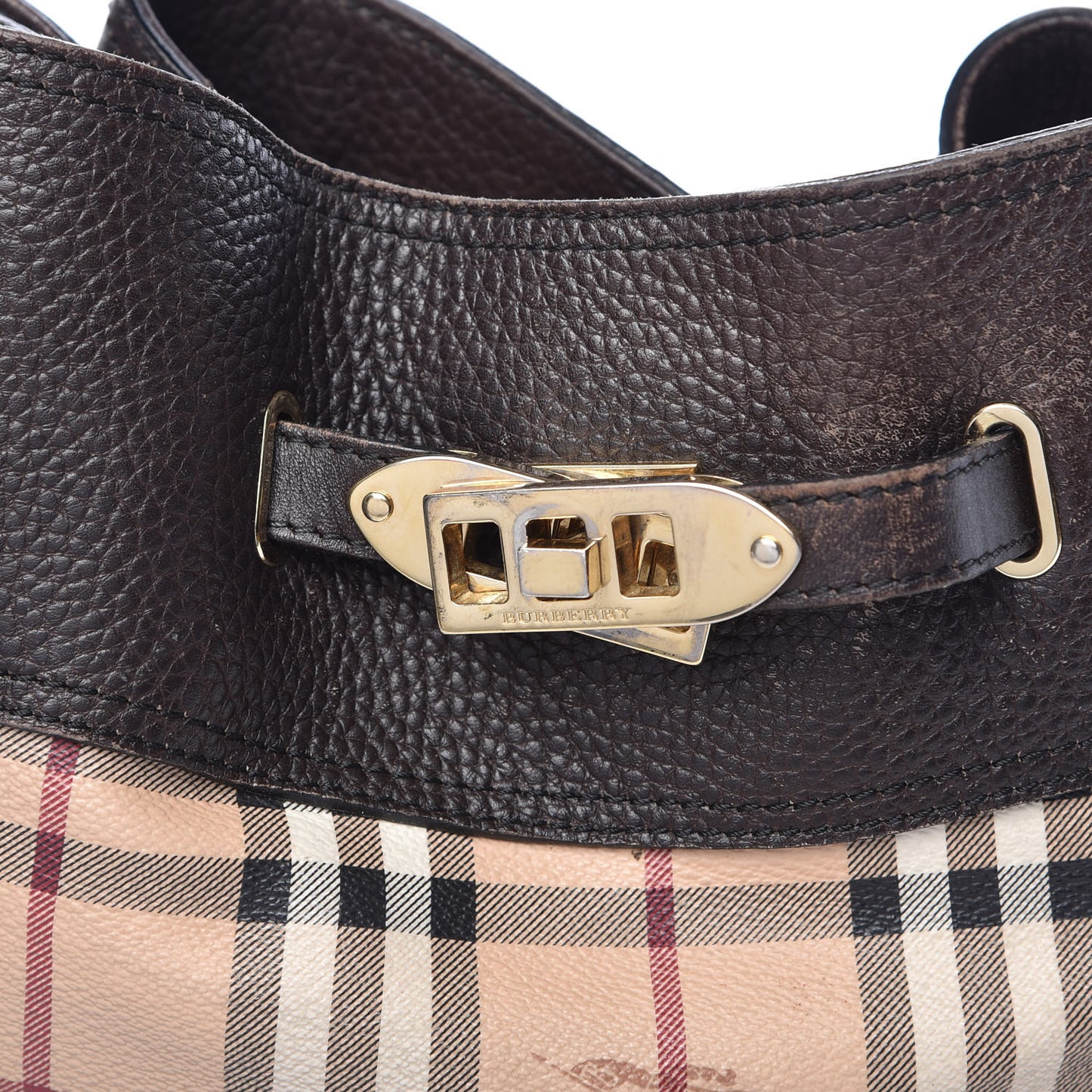 Grained Calfskin Haymarket Check Hobo Dark Brown