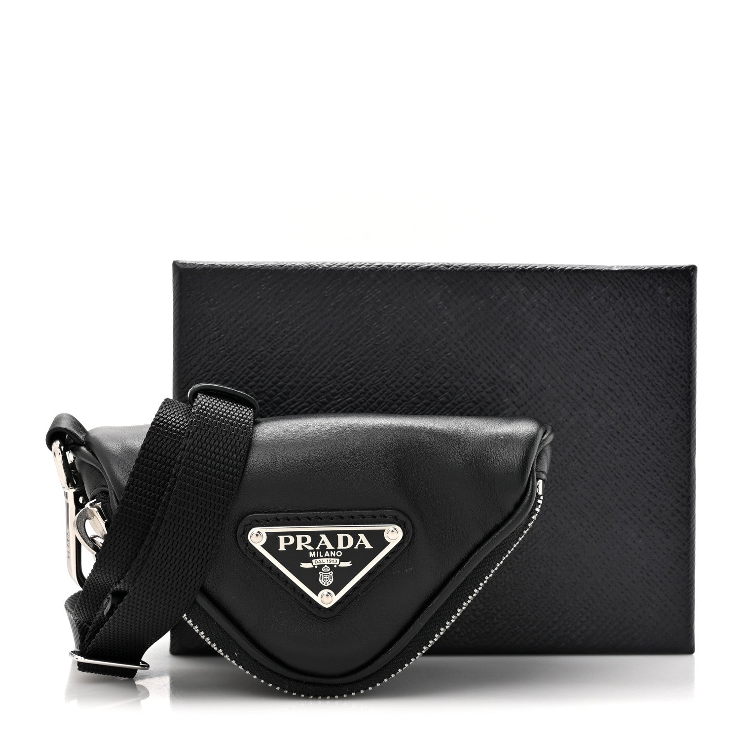 Prada Nappa Mini Triangle Pouch With Strap Black 10 of 10