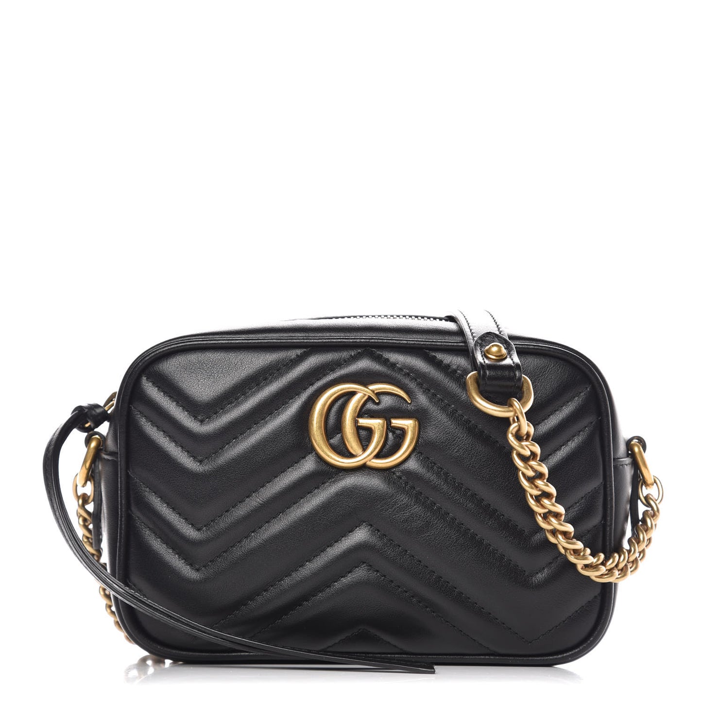 Calfskin Matelasse Mini GG Marmont Chain Shoulder Bag Black