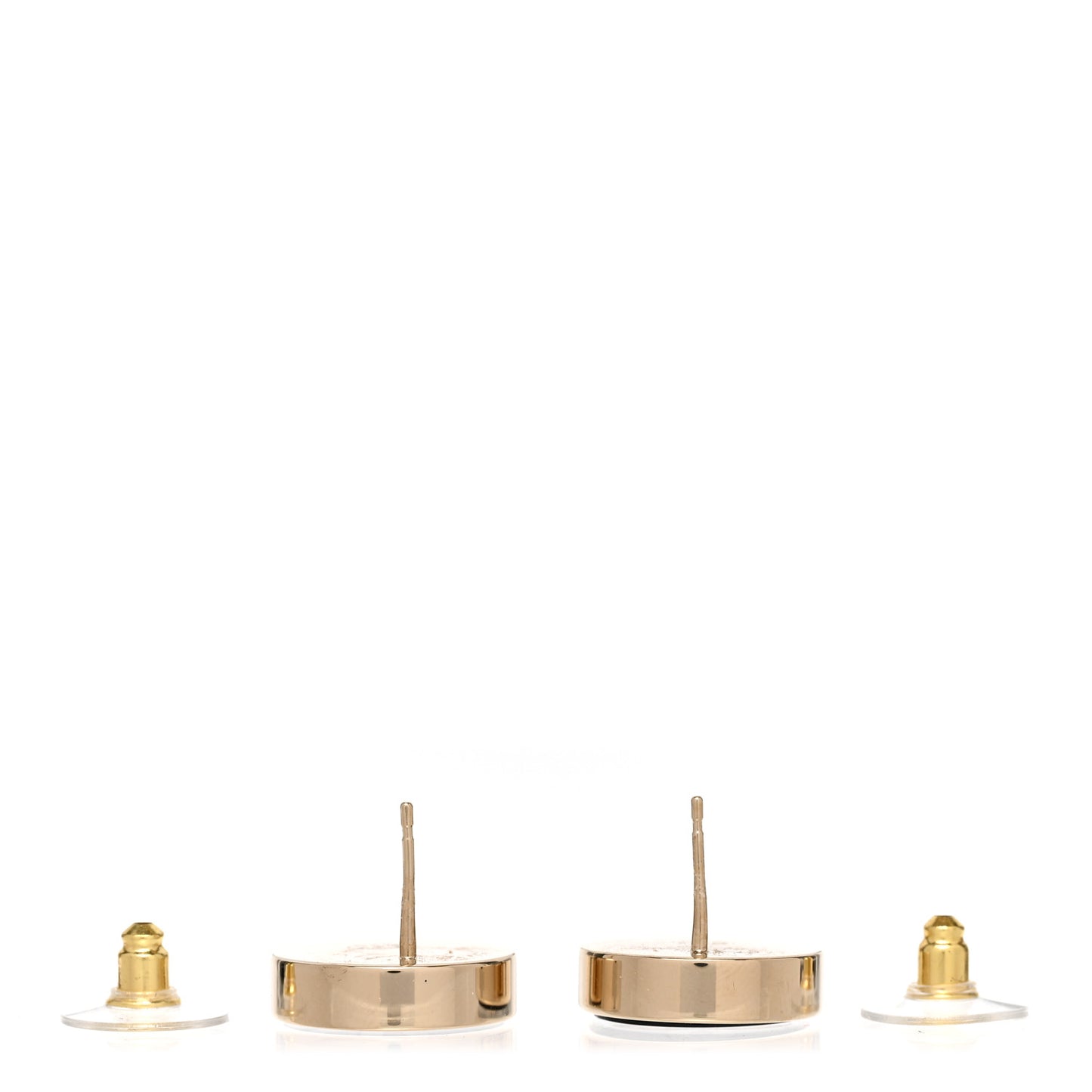 Metal Enamel CC Round Earrings Gold Black