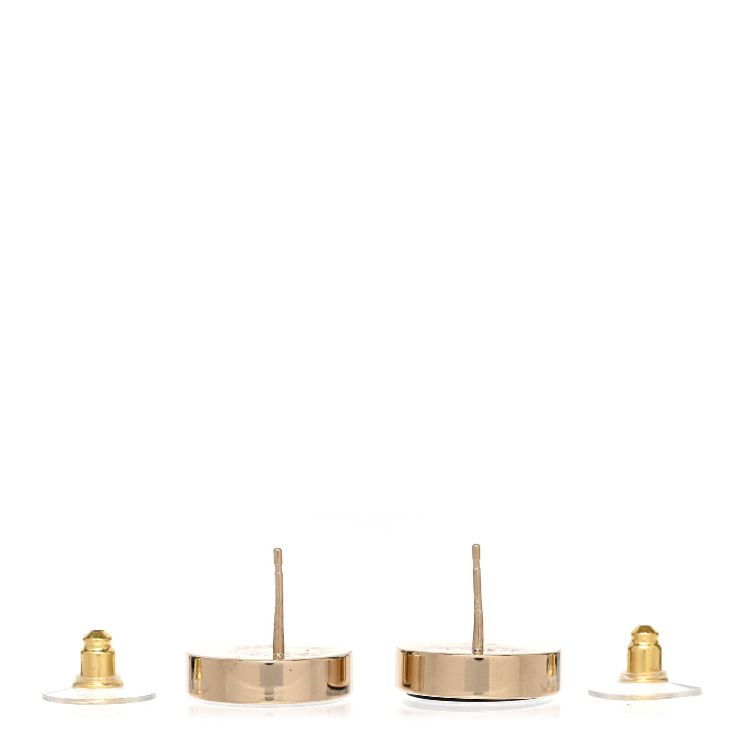 Chanel Metal Enamel CC Round Earrings Gold Black 3 of 5