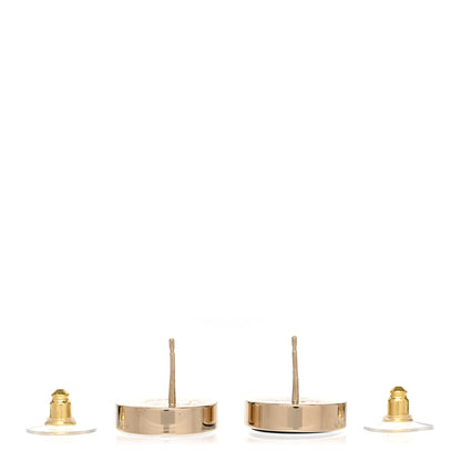 Chanel Metal Enamel CC Round Earrings Gold Black 3 of 5