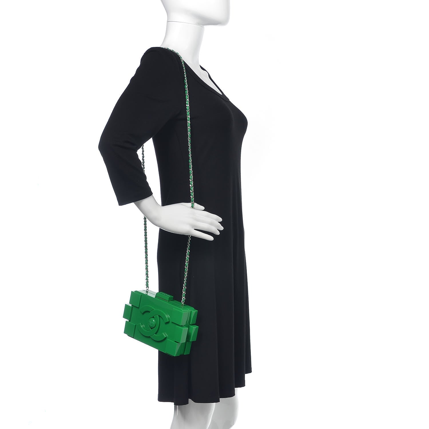 Chanel Plexiglass Boy Brick Lego Clutch Green 2 of 12