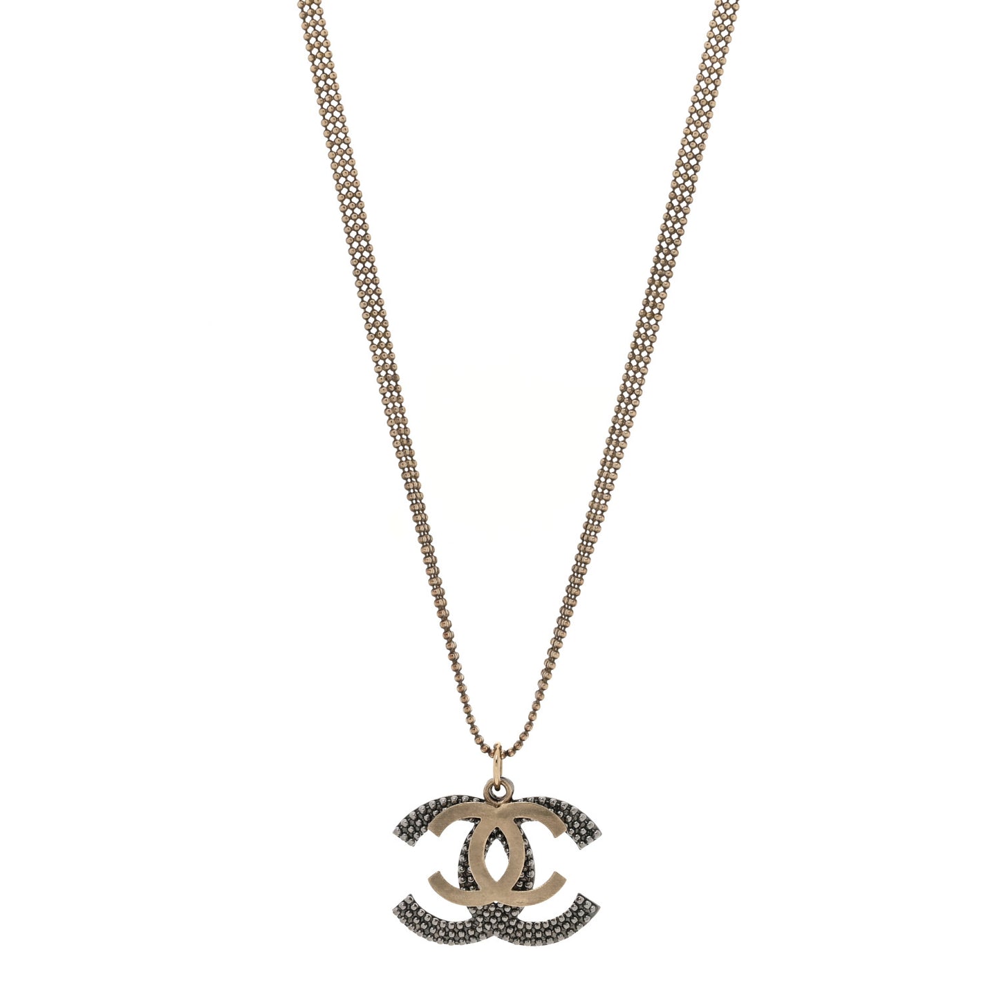 Double Chain CC Necklace Gold Silver
