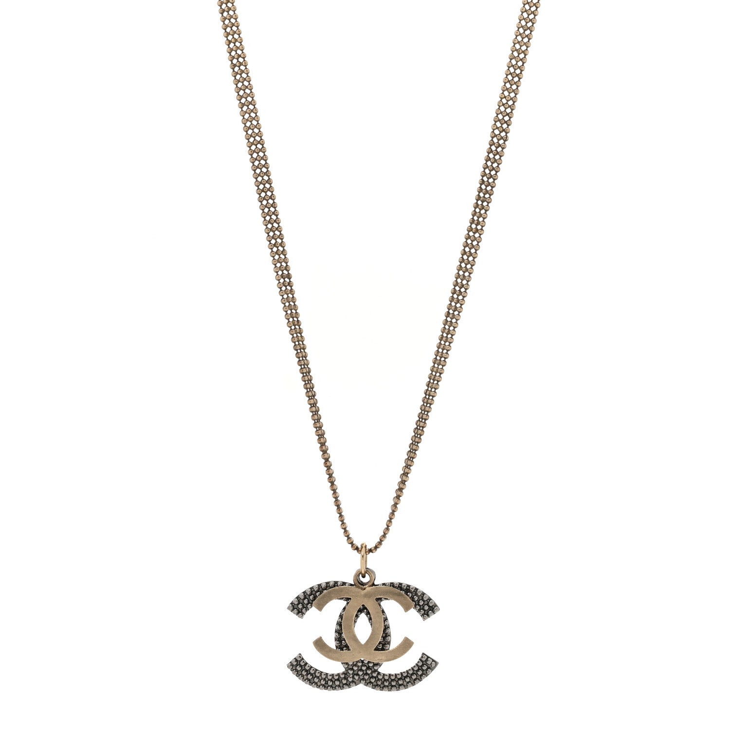 Chanel Double Chain CC Necklace Gold Silver 1 of 5