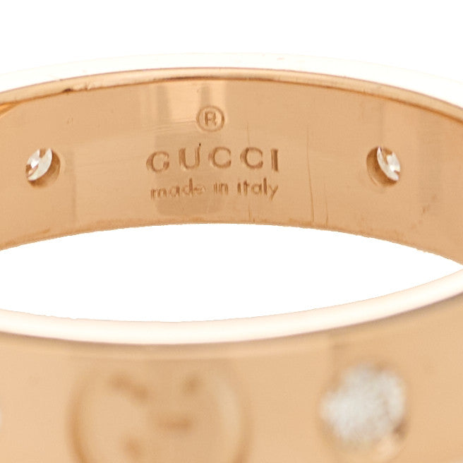18K Rose Gold Diamond Icon Band Ring 50 5.5