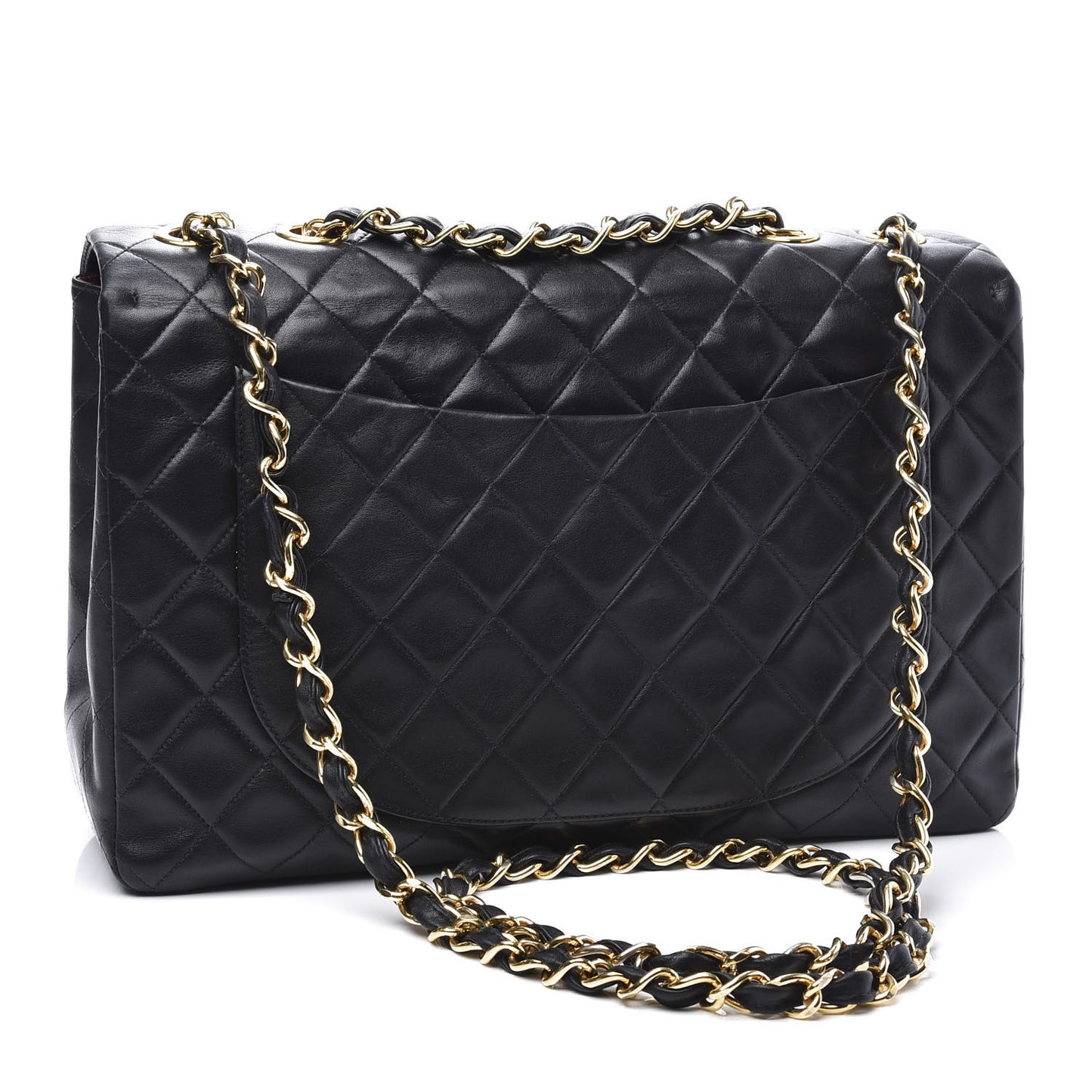 Lambskin Quilted XL Jumbo Single Flap Black